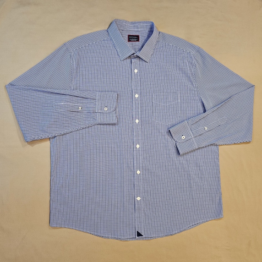 UNTUCKit Mens Shirt XXL Purple/white Check Long Sleeve Cotton Blend Pockets Big